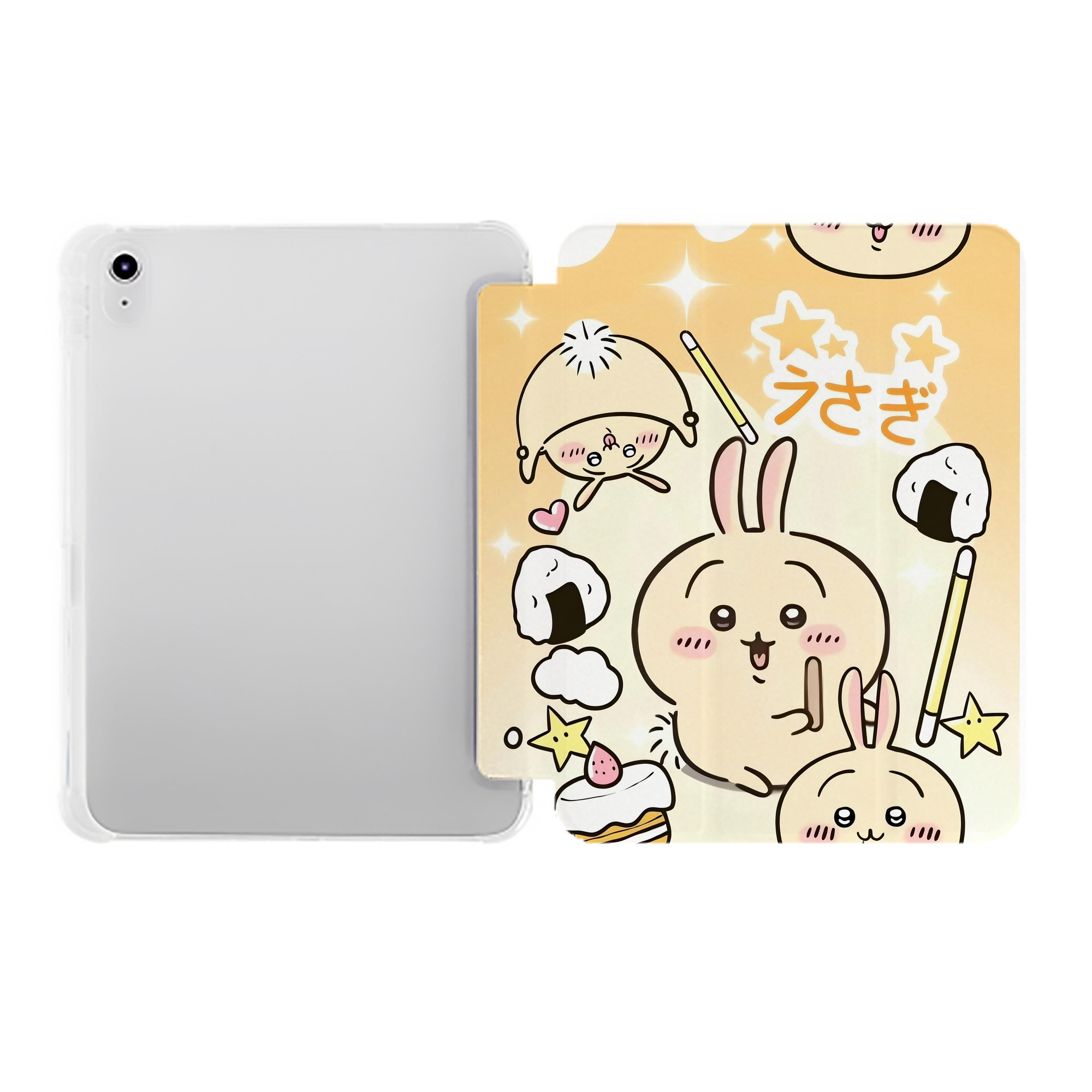 （画像用） ちいかわ Chii-kawa IPad ケース ペン収納付き 三つ折りスタンド PUレザー×シリコン 対応機種9.5/10.5/10.9インチ